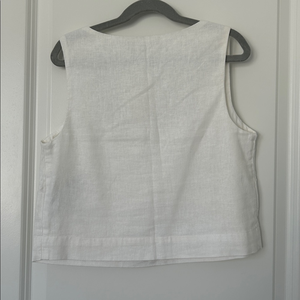 Abercrombie & Fitch White Linen Sleeveless Top - Picture 3 of 5